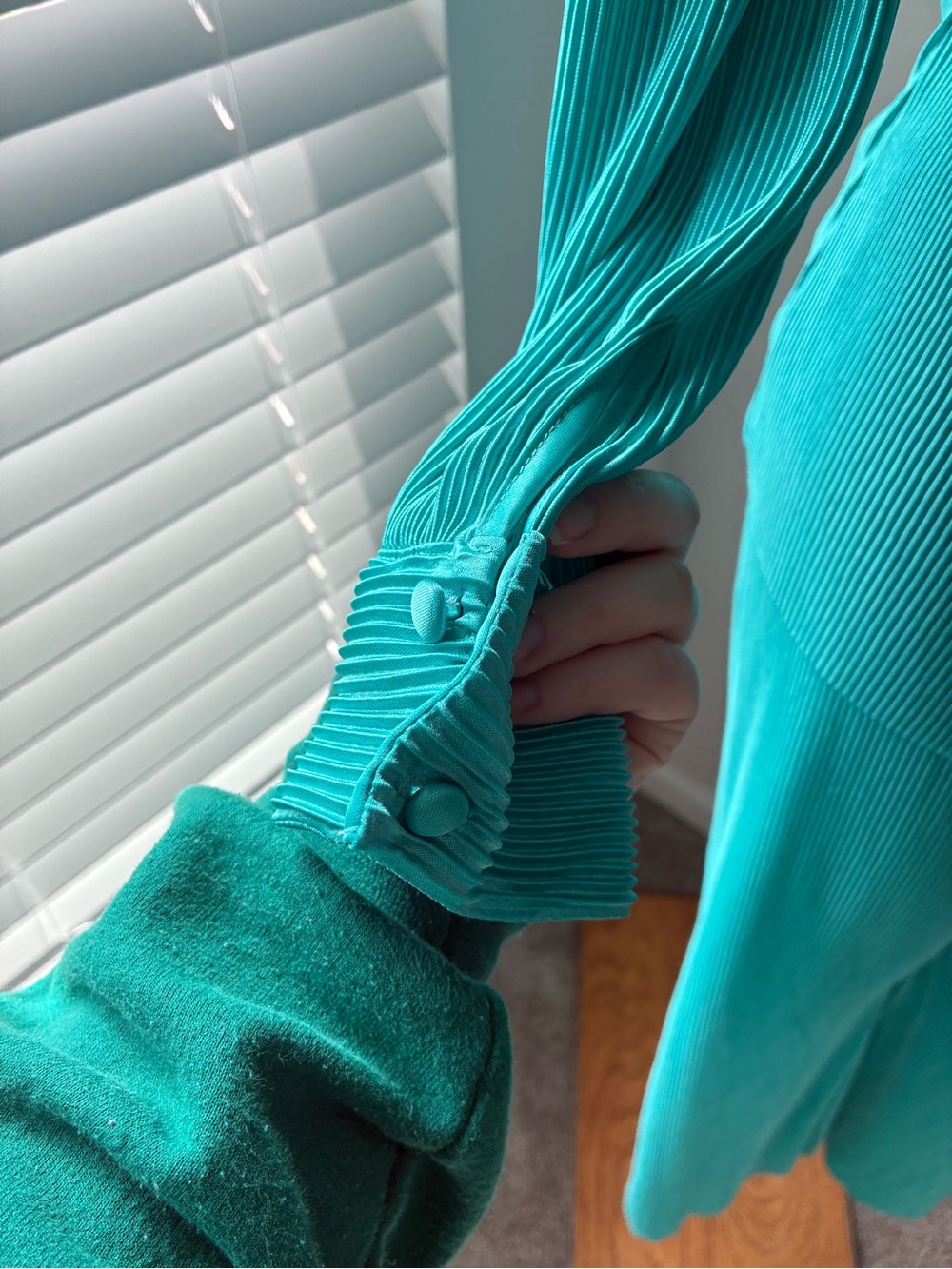 NWT RO&DE Women's Turquoise Ribbed V-Neck Long Matching Set - Picture 4 of 15